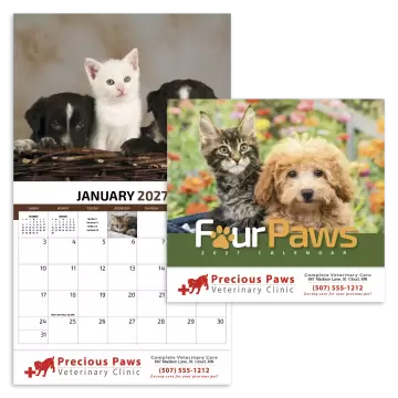 Four Paws Appointment Wall Calendar - Stapled